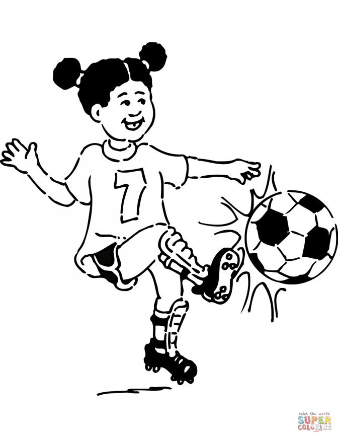 color pages ~ Soccer Girl Coloring Page Playing Football See.