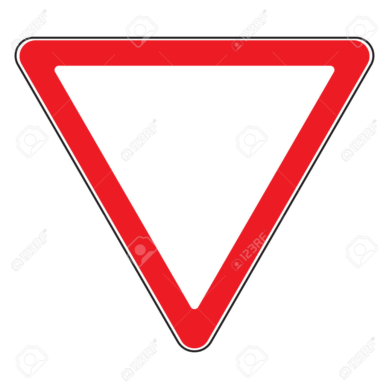 Road Sign Give Way Isolated. Design Yield Triangular Icon.