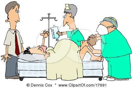 Cartoon Of A Proctologist Doctor With Colonoscopy Equipment.