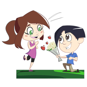 Boy Giving Flowers To Girl clipart, cliparts of Boy Giving.