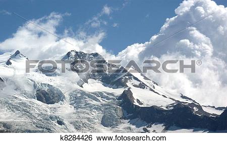 Stock Illustration of Monte Rosa (pink mountain). Italian side.