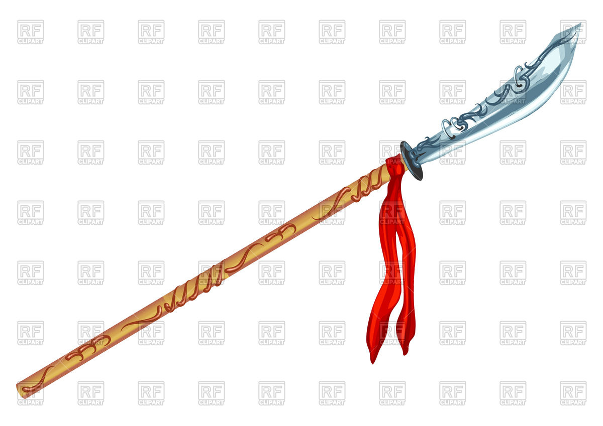 Decorative glaive with red ribbon Vector Image #77270.