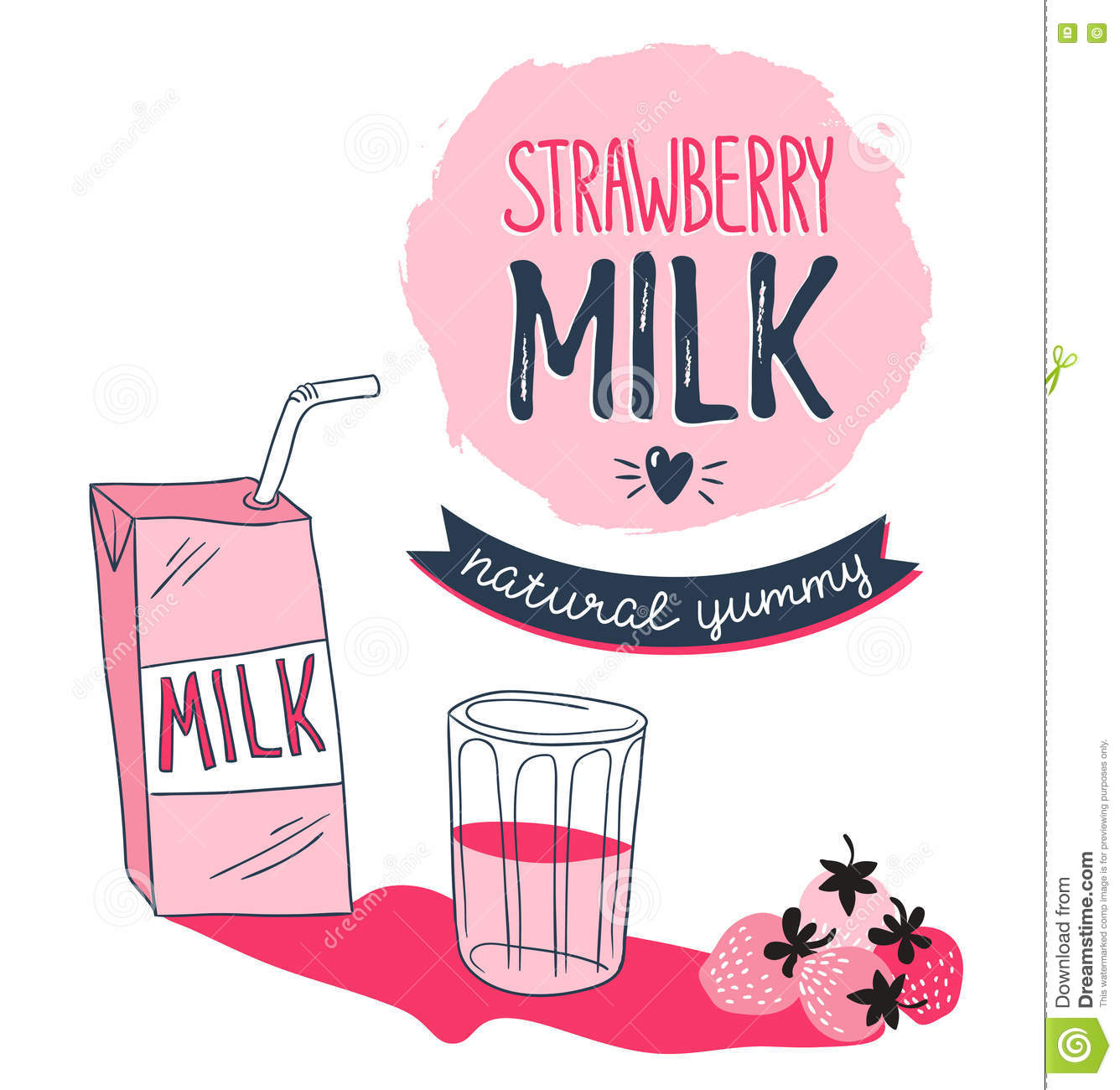 Strawberry Milk Graphic Design , Vector Illustration With Stylish. Strawberry Milk Graphic Design , Vector Illustration With Stylish.