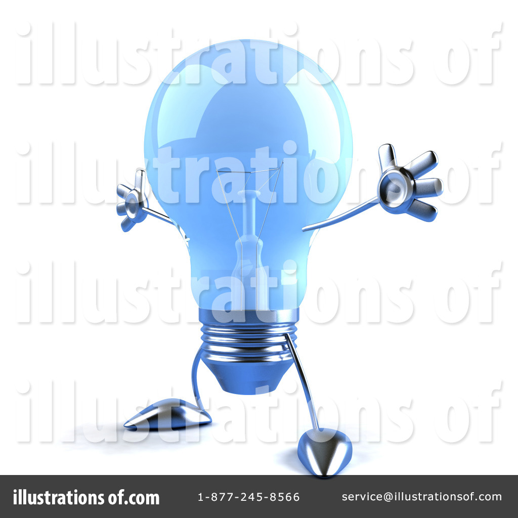 Glass Light Bulb Character Clipart #55217.