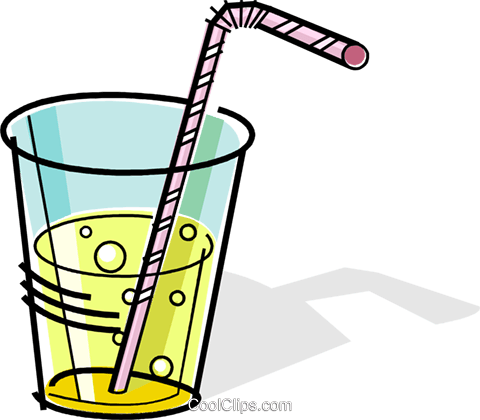 glass of soda with a straw Royalty Free Vector Clip Art.