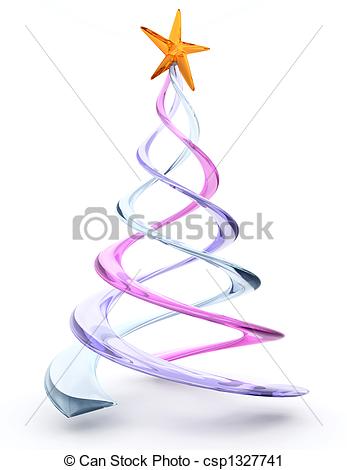 Clipart of Glass spiral Christmas tree.