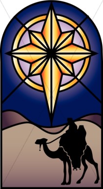 Stained Glass Nativity Star Clipart.