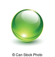 Vector Illustration of 3D glass ball on light background, vector.