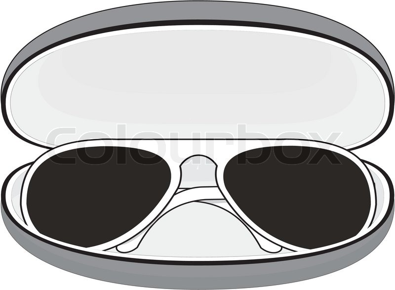 Sunglasses (white plastic frame) in a case on white background.