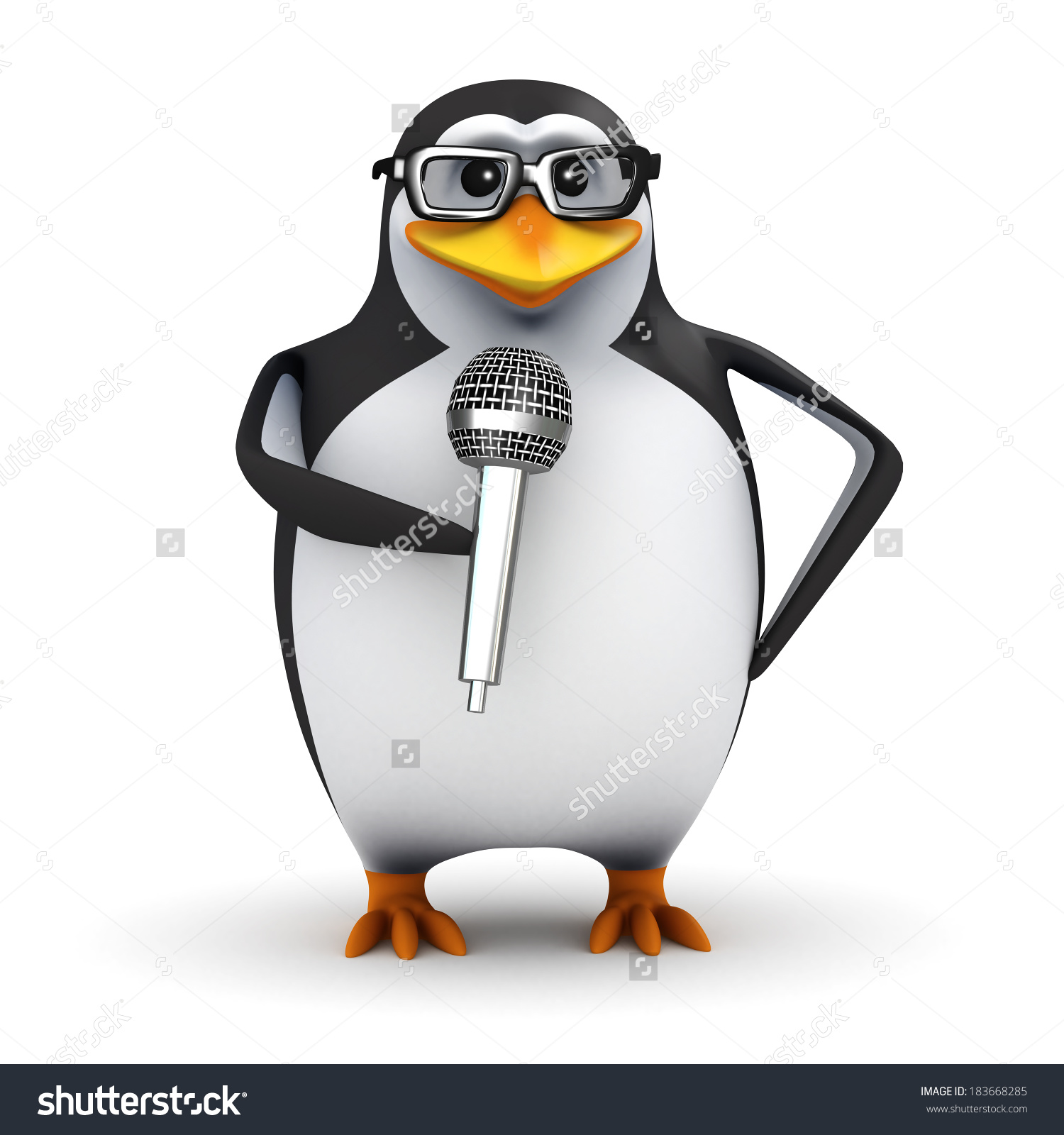 3d Render Penguin Wearing Glasses Doing Stock Illustration.