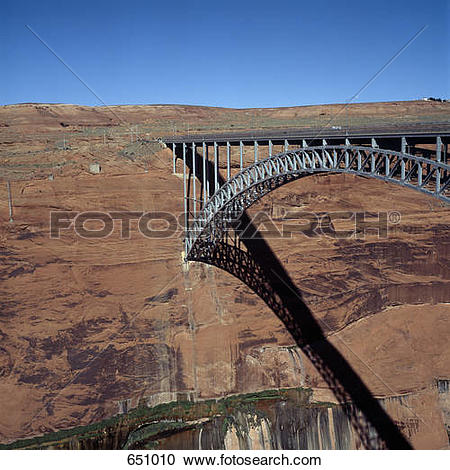 Stock Photography of Glen Canyon Dam Bridge, Arizona, Southwest.