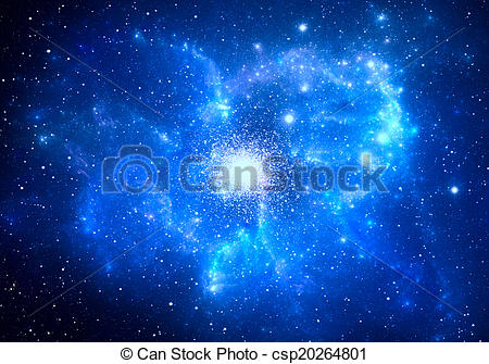 Stock Illustration of Globular cluster with nebula in the.