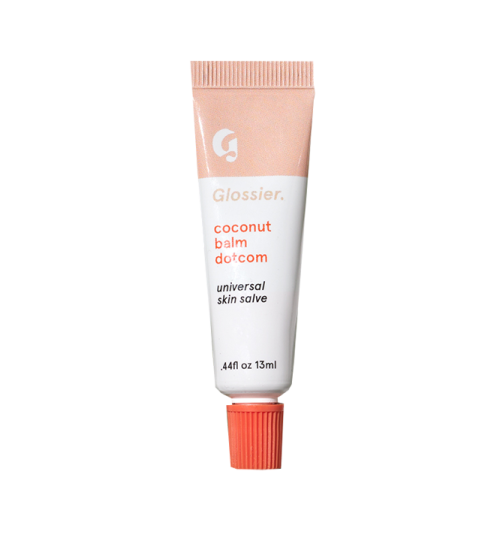 Glossier coconut balm pink white polyvore moodboard filler makeup.