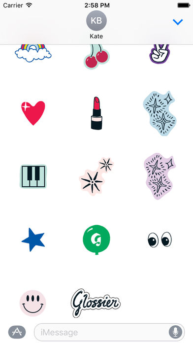 Beauty Brand Conversation Stickers : Glossier stickers.