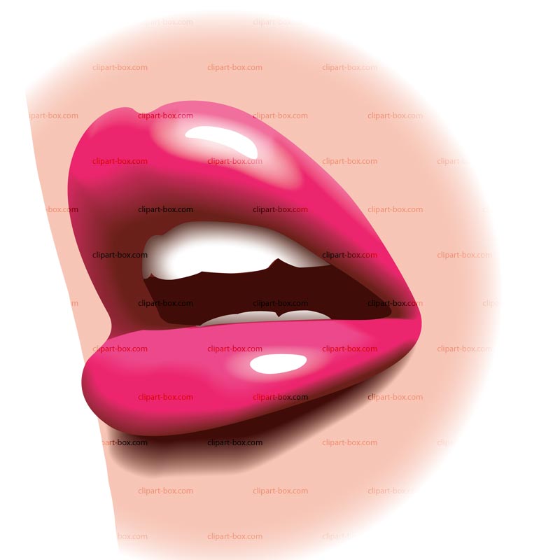 Glossy red lips clipart.
