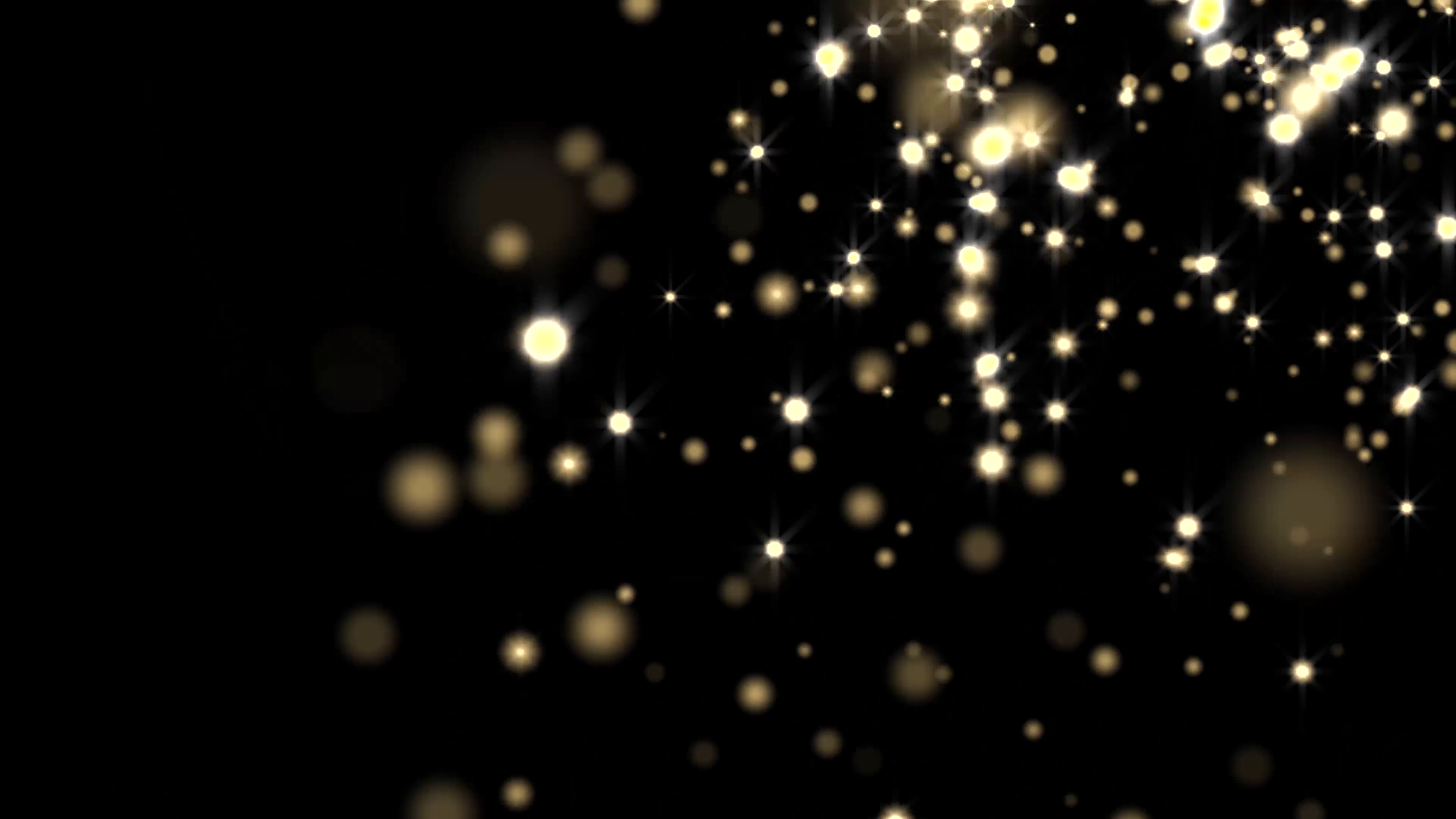 Golden glowing star particle in random direction 3D render abstract  background animation motion graphic with copy space on black background  Motion.