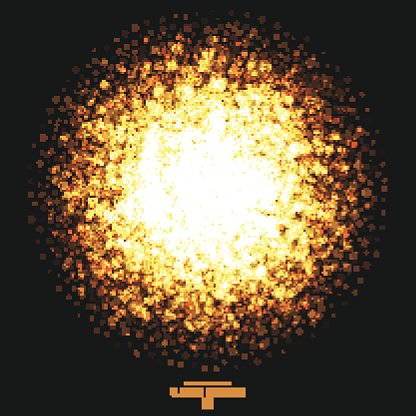 Golden Shimmer Glowing Square Particles Vector Background.