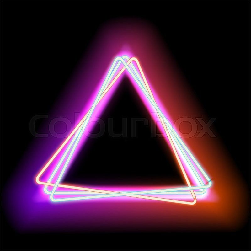 Stock image of 'Neon triangle. Neon red light. electric frame.