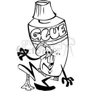 black white cartoon glue tube clipart. Royalty.