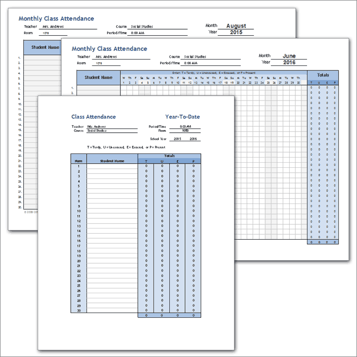 Track classroom attendance over a full school year using.