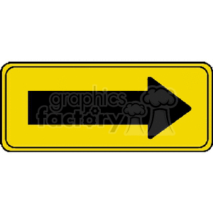 Yellow Go Right Road Sign clipart. Royalty.