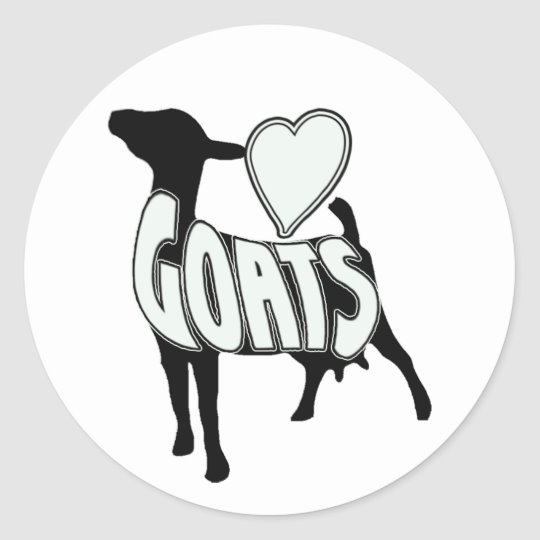 I LOVE GOATS LOGO ICON CLASSIC ROUND STICKER.