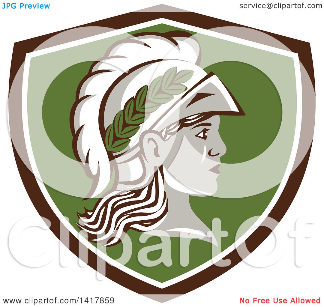 Clipart of a Profile Portrait of the Roman Goddess of Wisdom.