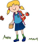 Clip Art of Little girl going back to school k6612307.