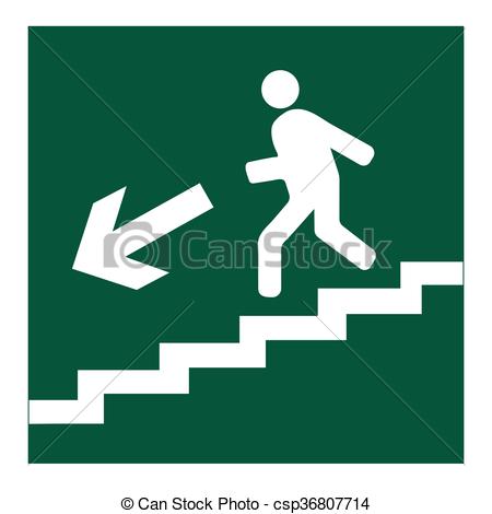 Vector Clip Art of Man on Stairs going down symbol csp36807714.