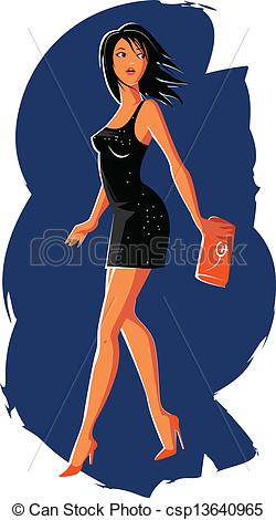 Clip Art Vector of Girl going out.