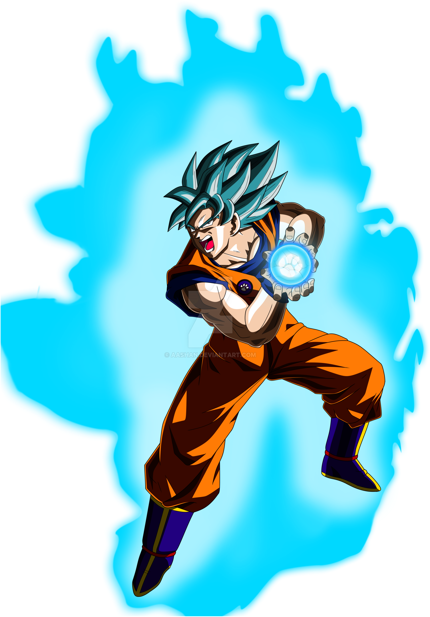 Goku Super Saiyan Blue Kamehameha Pose By Aashananimeart.