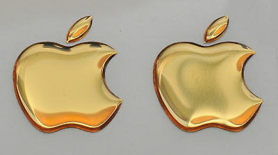 2pcs. 3D Golden Domed Apple logo stickers for iPhone, iPad cover. Size  35x30mm.