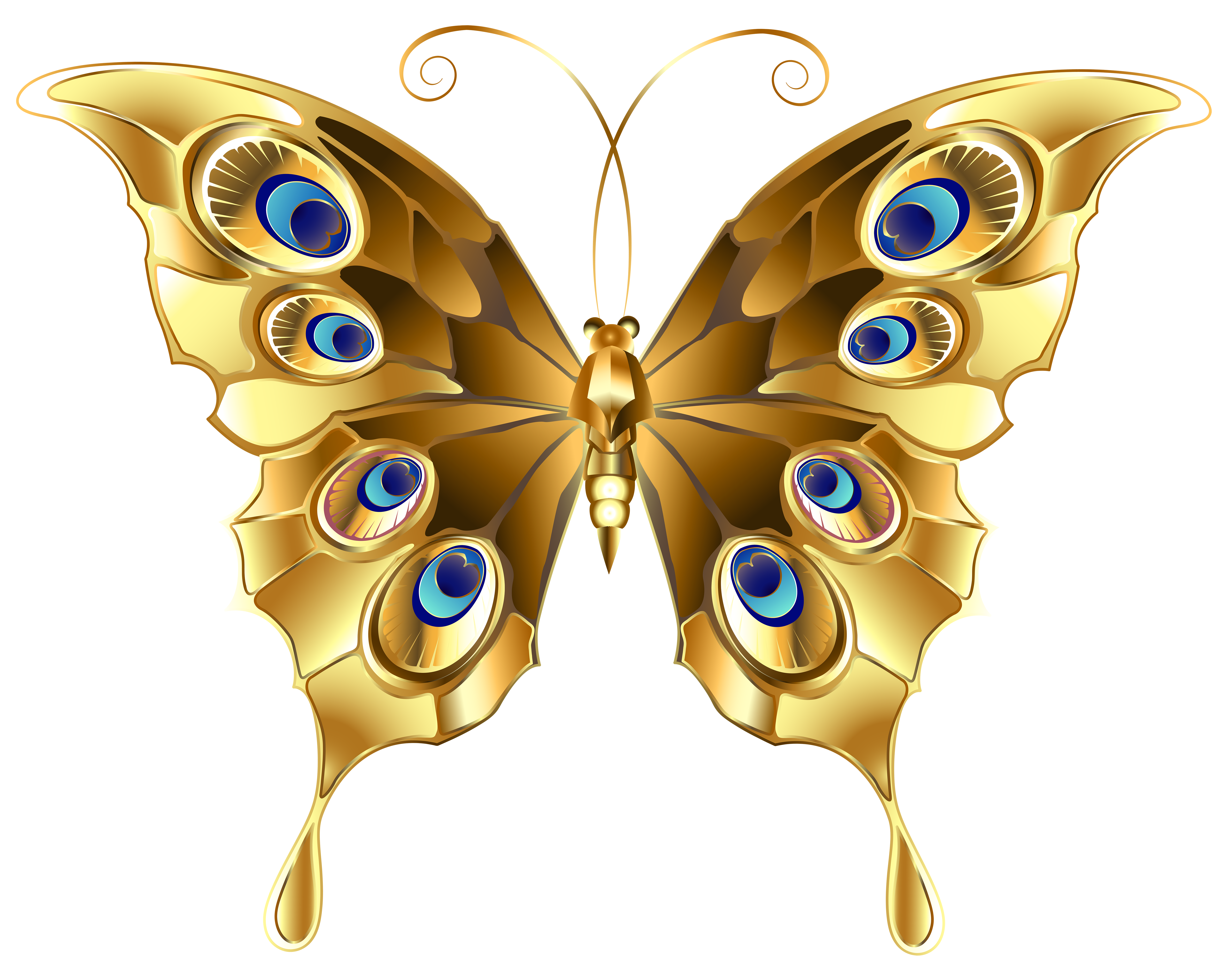 Gold Butterfly PNG Clip Art Image.