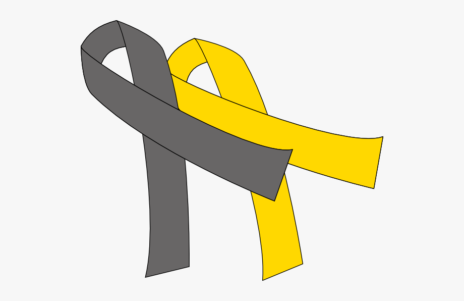 Grey And Yellow Cancer Ribbon Clipart , Png Download.
