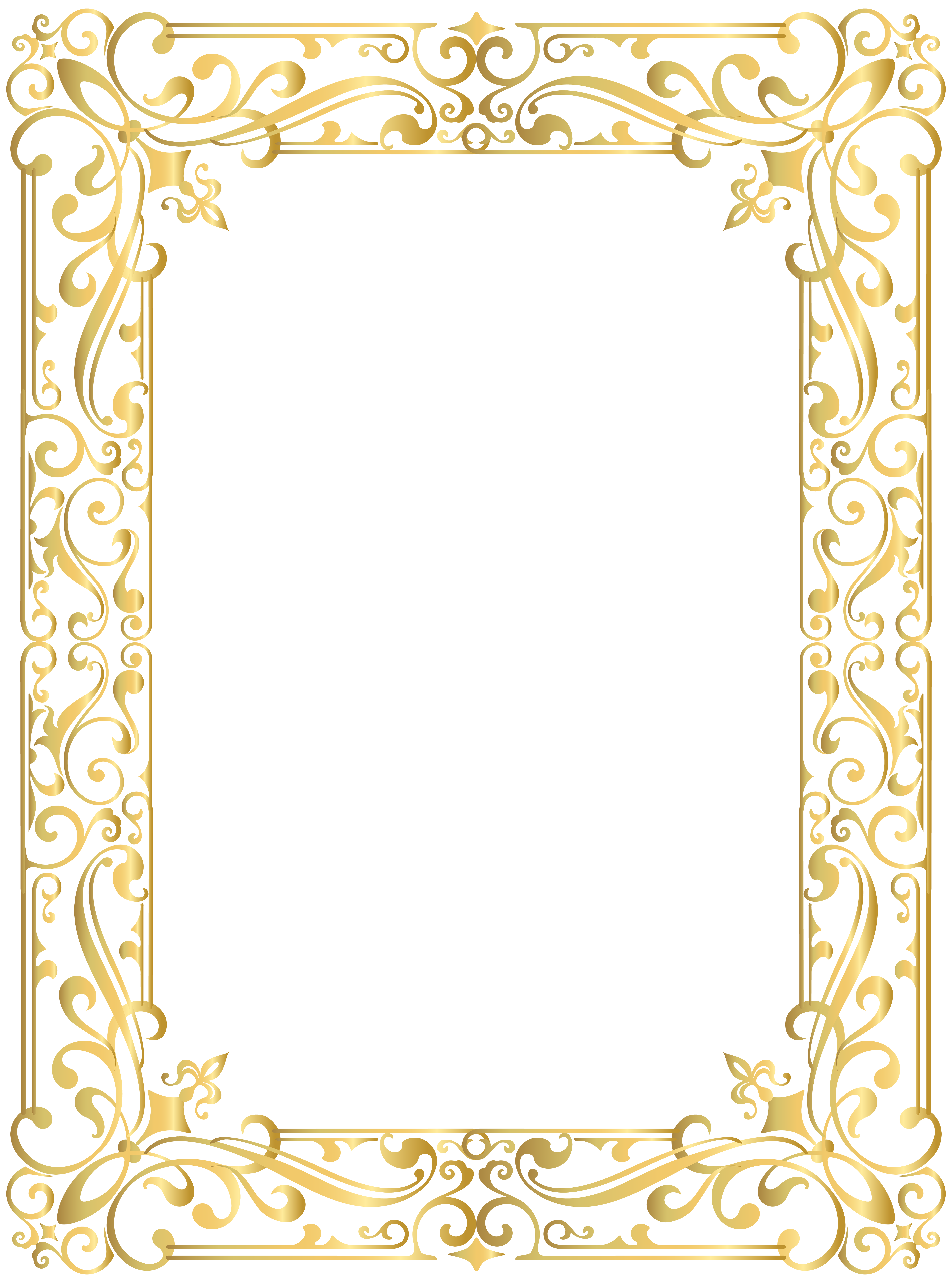 Border Frame Gold PNG Clipart Image.