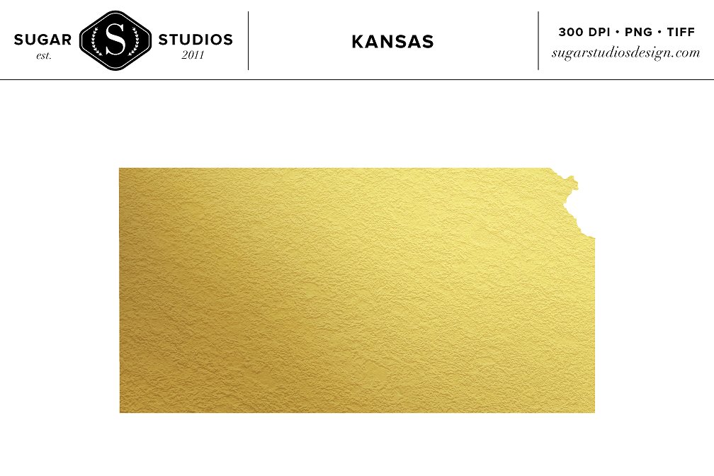 Kansas Gold Foil State Clip Art ~ Objects on Creative Market.
