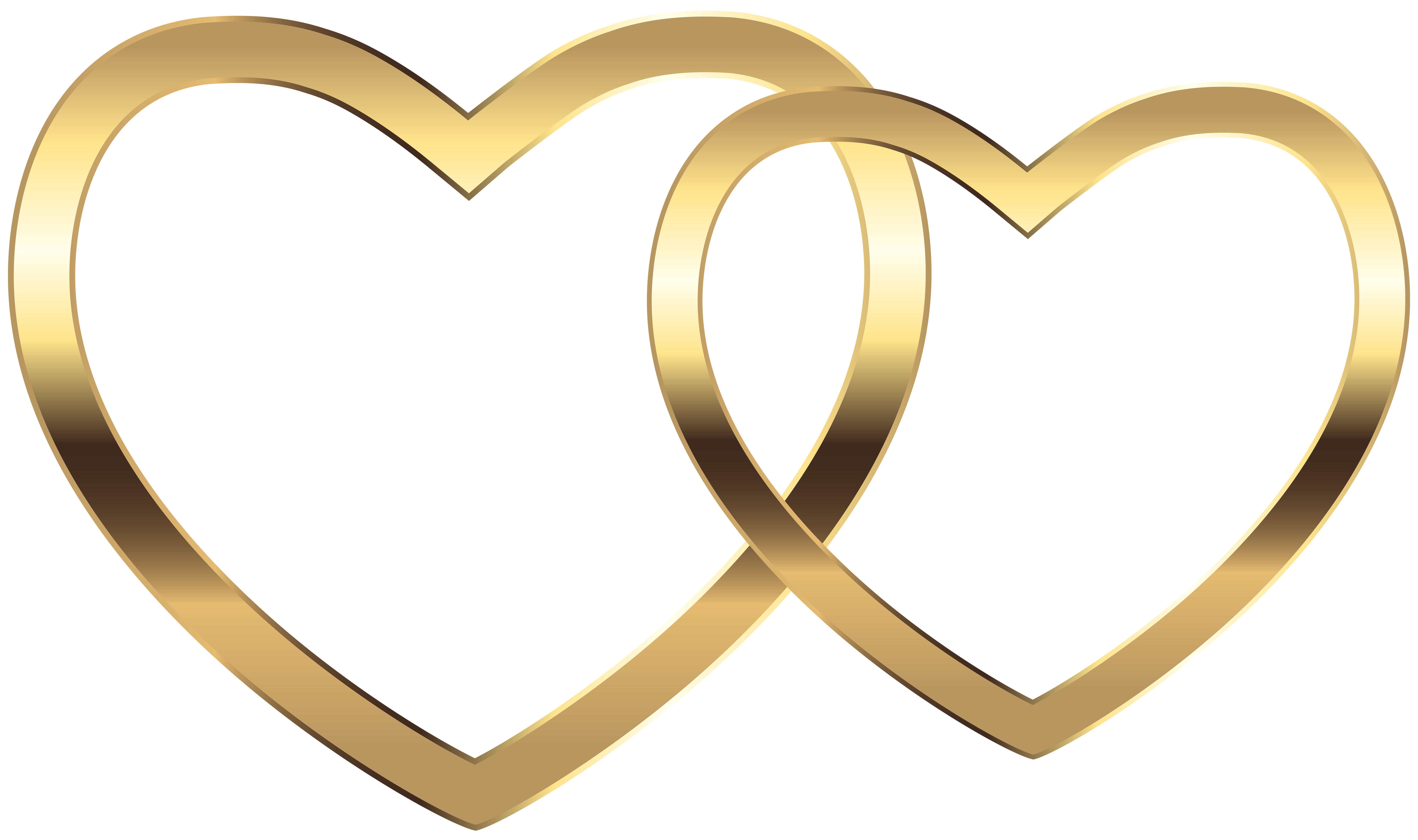 Transparent Two Gold Hearts PNG Clip Art Image.