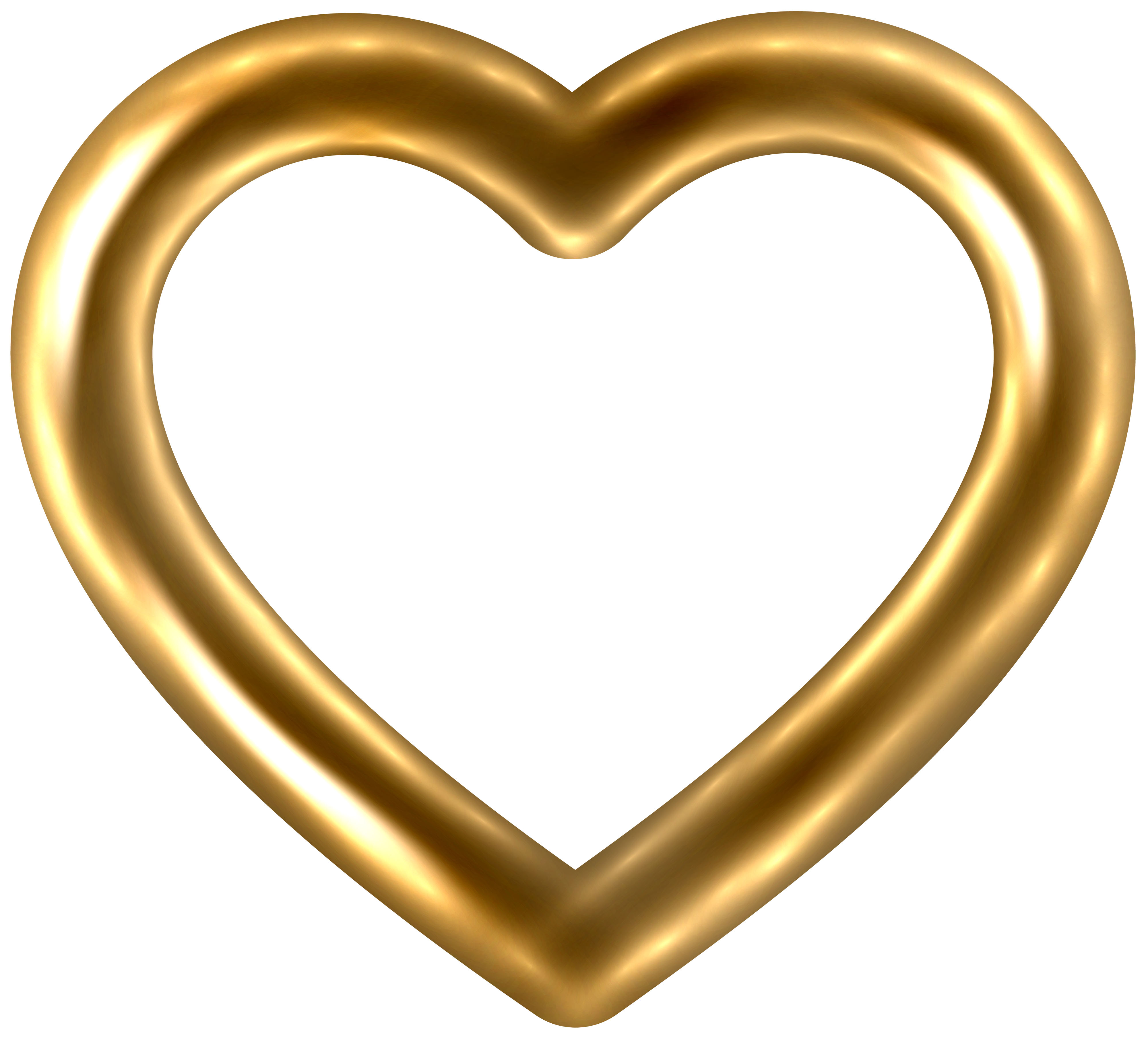 Transparent Gold Heart PNG Clip Art Image.