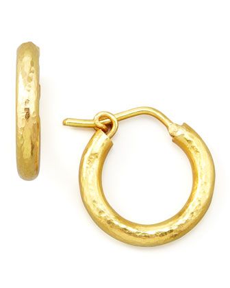 Elizabeth Locke Big Baby Hammered 19k Gold Hoop Earrings, 1.