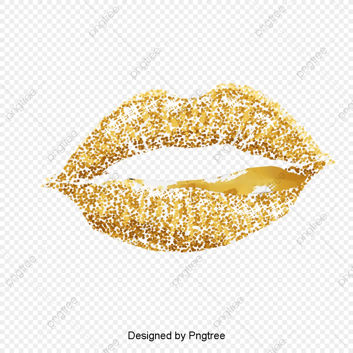 Gold Lips Vector Image, Golden, Lips, Vector Image PNG Transparent.