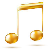Clip Art of Gold musical note and cd disk k14336479.