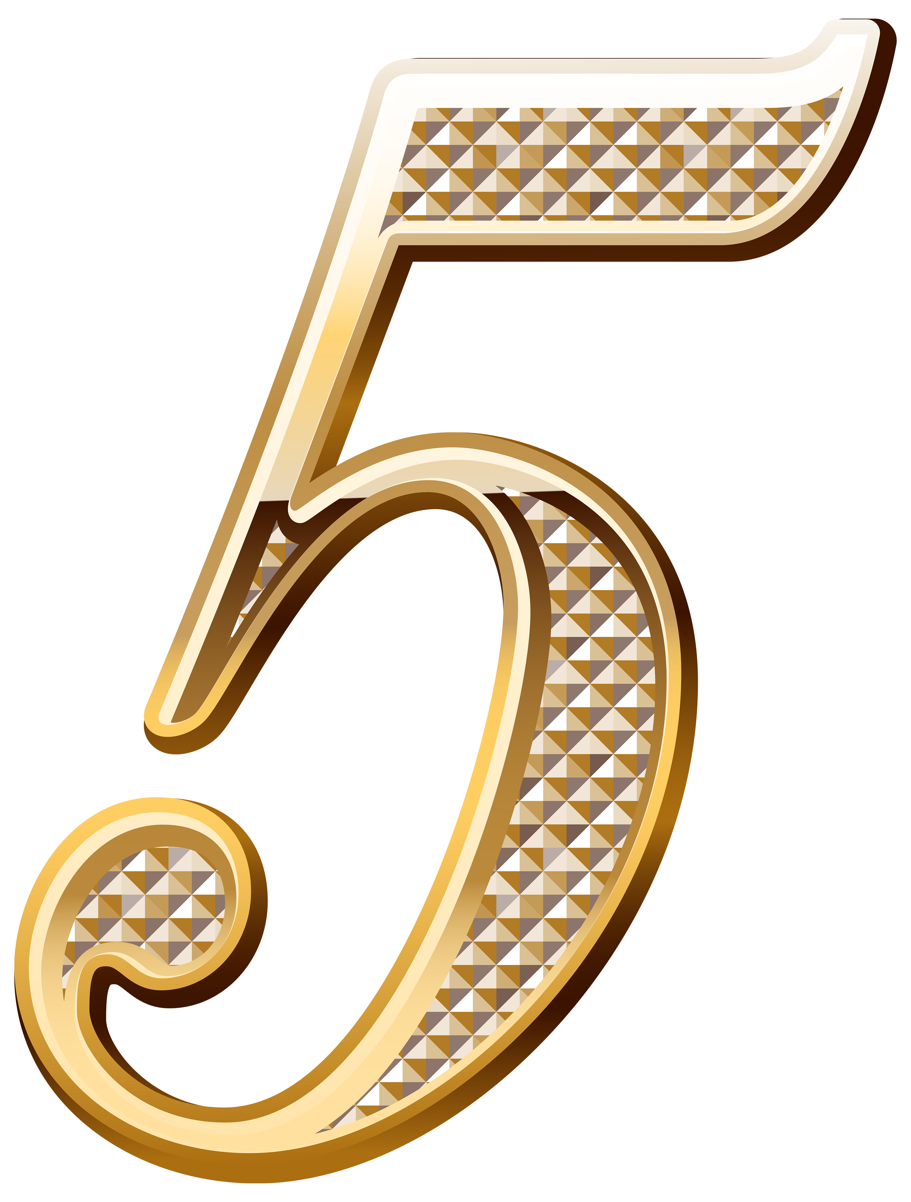Gold Deco Number Five PNG Clipart Image.