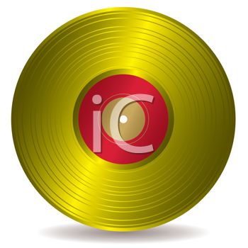 Gold Record on Vinyl. Clip Art.