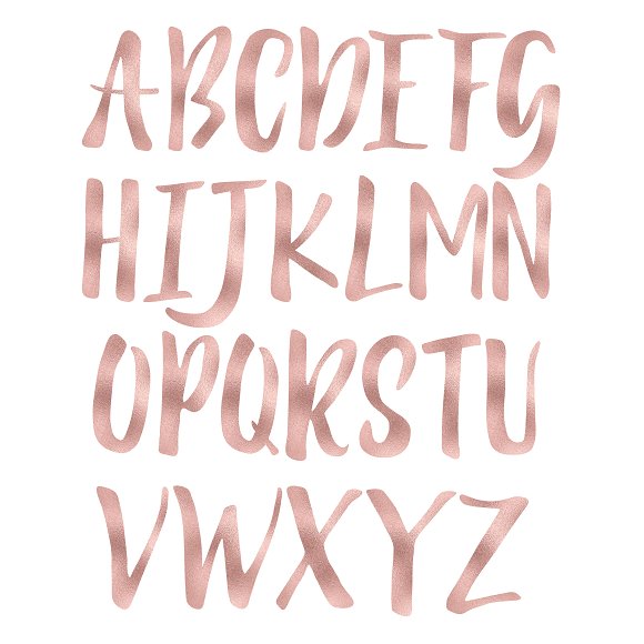 Rose gold foil alphabet clipart ~ Objects on Creative Market.