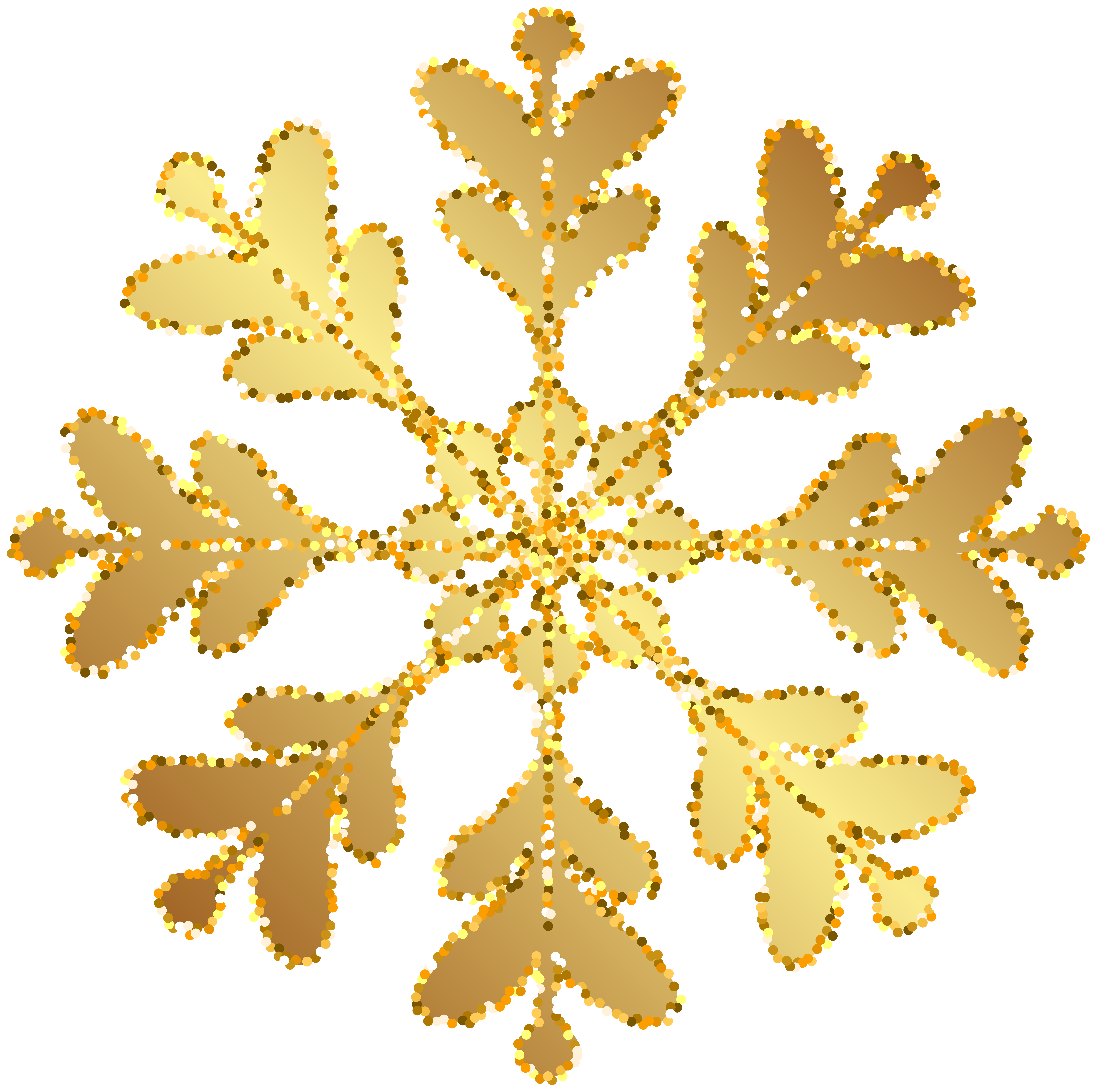 Gold Snowflake Transparent Clip Art Image.