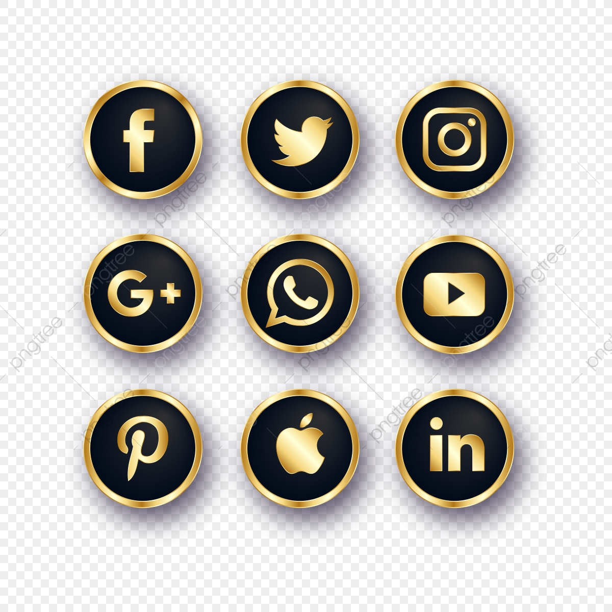 gold social media icons png 10 free Cliparts | Download images on ...