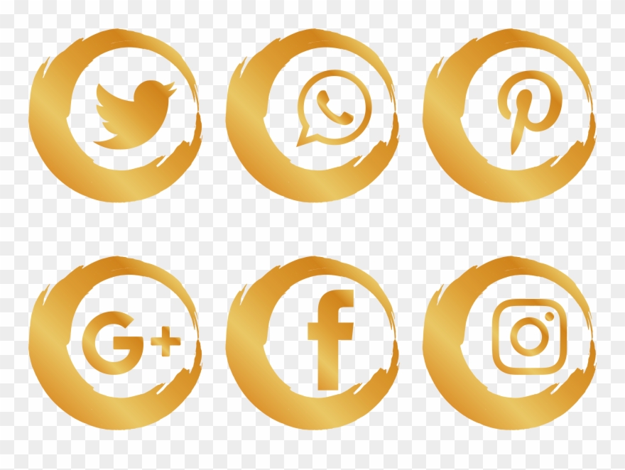 Gold Social Media Icons Png.