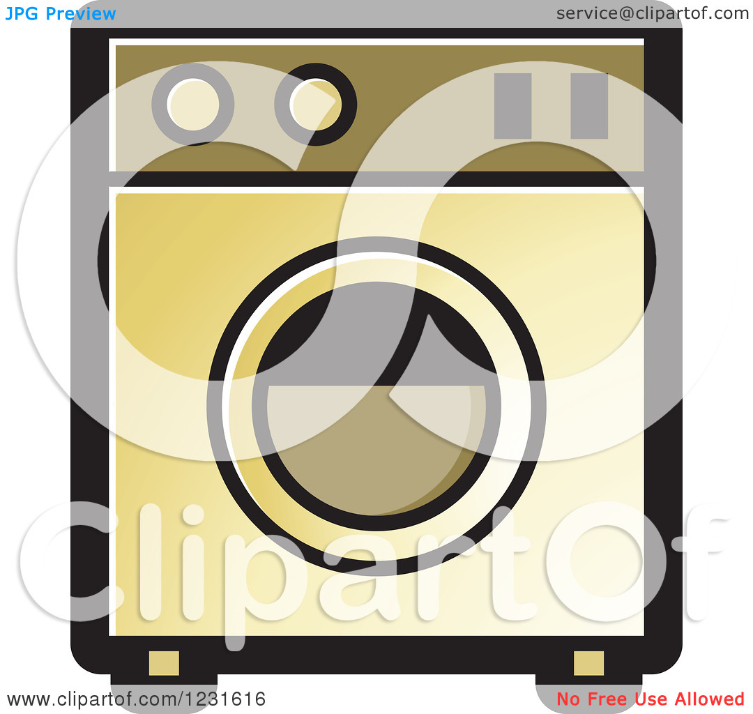 Clipart of a Gold Washing Machine Icon.