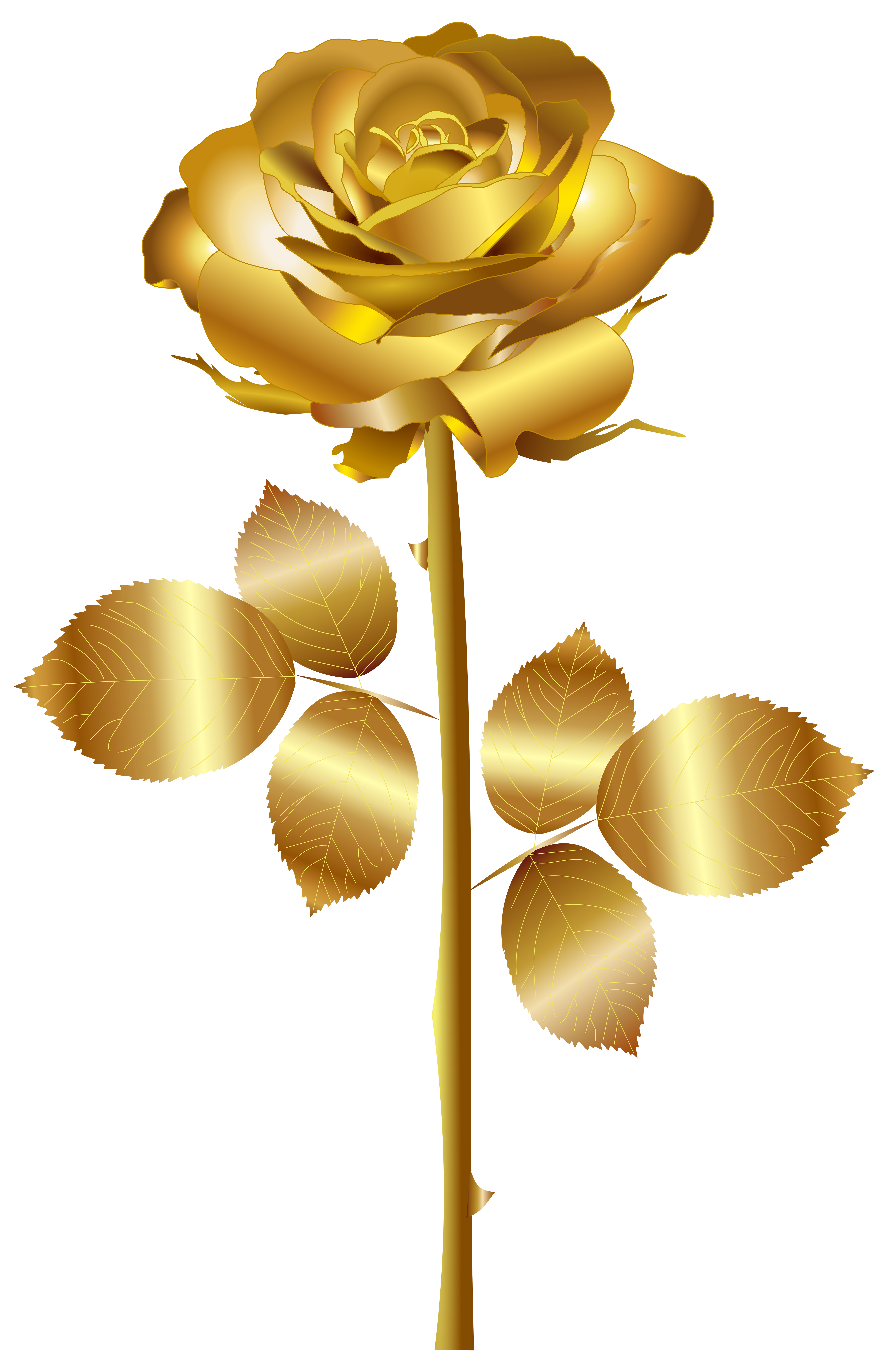 Gold Rose PNG Clip Art Image.