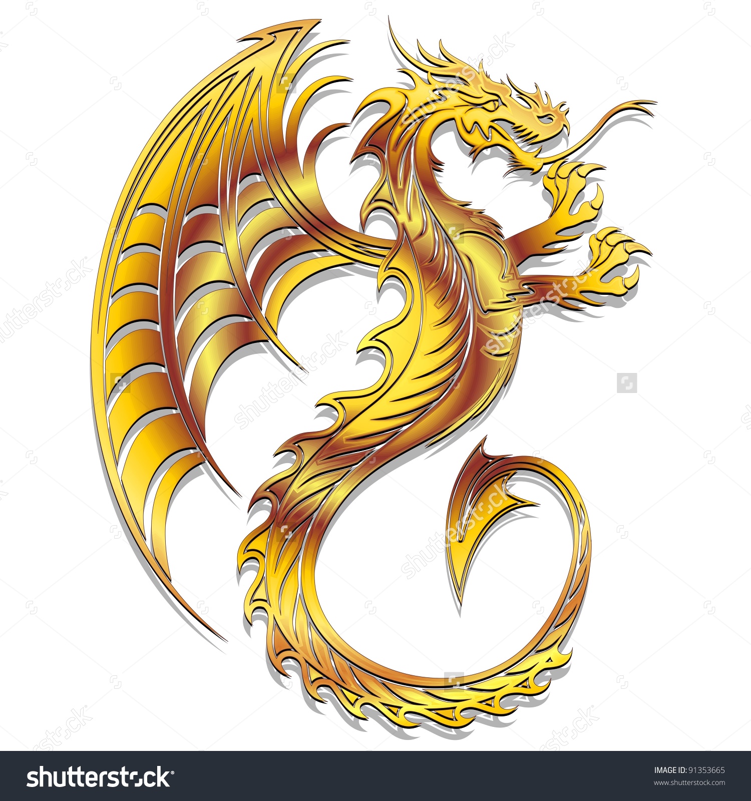 Golden Dragon Symbol 2012 Stock Illustration 91353665.